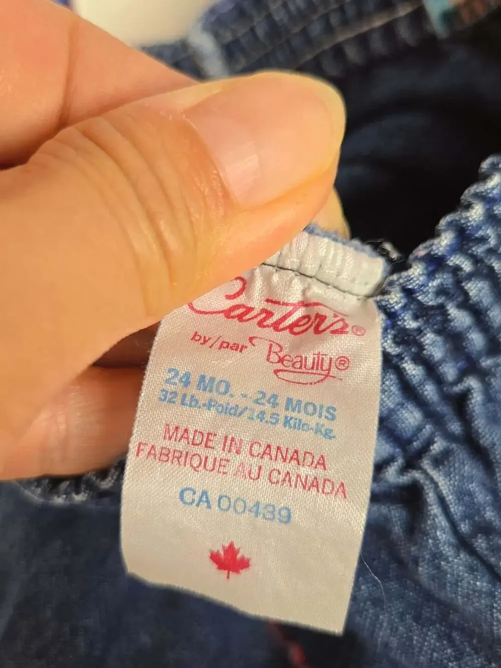 Vintage Carter’s 24M Denim Suspender Pants Plaid Straps Made in Canada